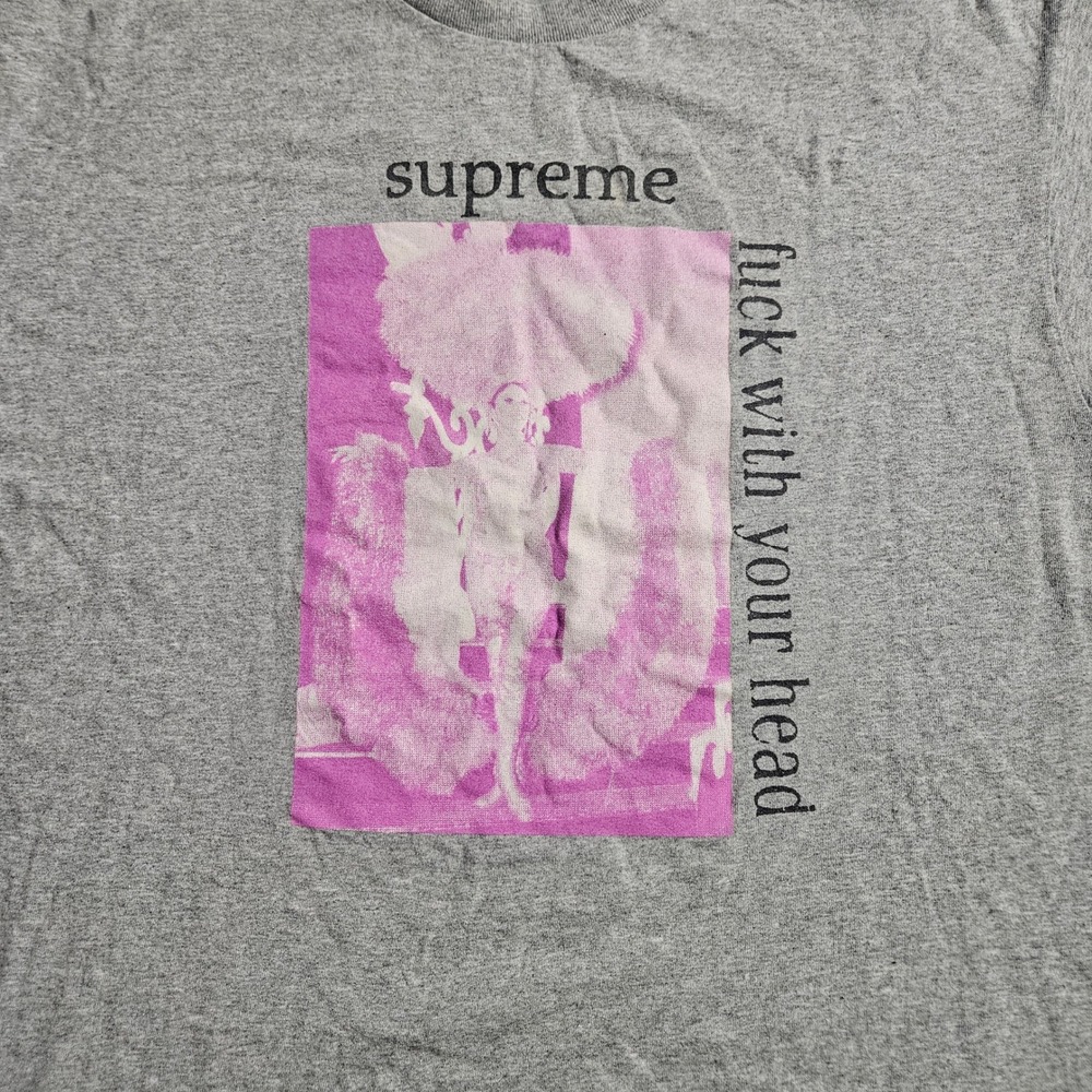 Supreme F*ck With Your Head Tee Heather Grey Pink Graphic T-Shirt L Streetwear - Picture 4 of 6